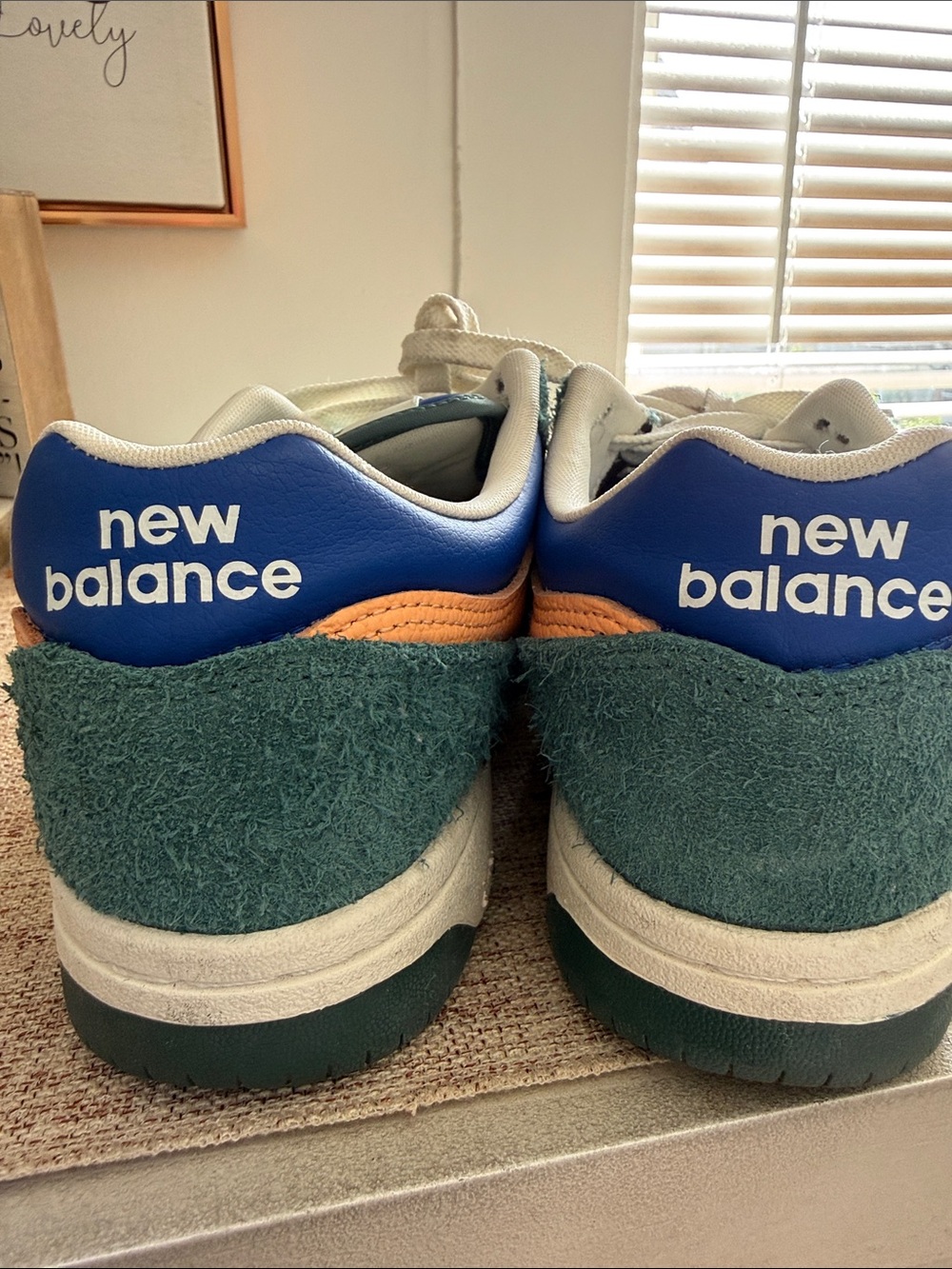 New Balance Green and Orange Suede Leather Sneakers - Picture 4 of 6